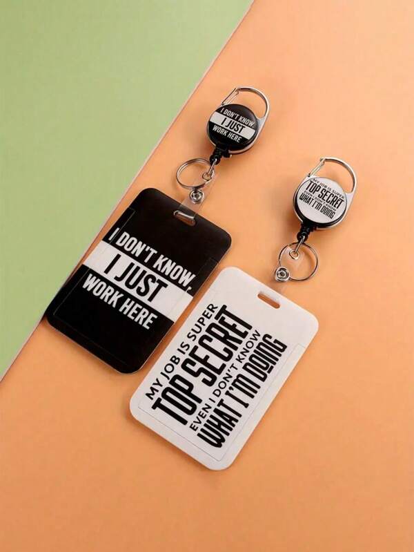 SHEIN 1Set ID Card Cover, Easy Pull Buckle, Badge Holder, Medical Care, Office ID Card Cover, ID Card Cover, Retractable Access Card Cover, Keychain