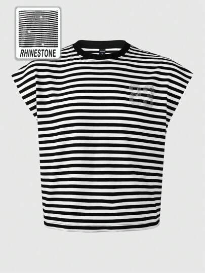 Street Life Gilet in maglia lavorato a righe con motivo a diamanti scintillanti da uomo, stile corto e morbido