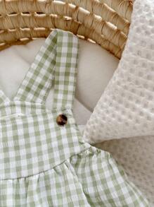 格子背带连体衣，休闲百搭，男女宝宝皆宜