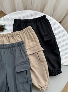 3pcs Set Baby Boy Casual, Comfortable, Versatile Soft Pants, Suitable For Daily, School, Outdoor, Sports Activities In Spring And Autumn Chic Autumn/Winter - Multicolor - View 4