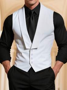 Manfinity Bizformal Gilet décontracté de couleur unie à simple boutonnage pour hommes