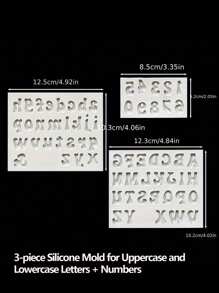 1 套/3 套 3D 字母数字硅胶软糖模具，大写小写卡通巧克力粘土烘焙工具、糖果模具、蛋糕装饰用品