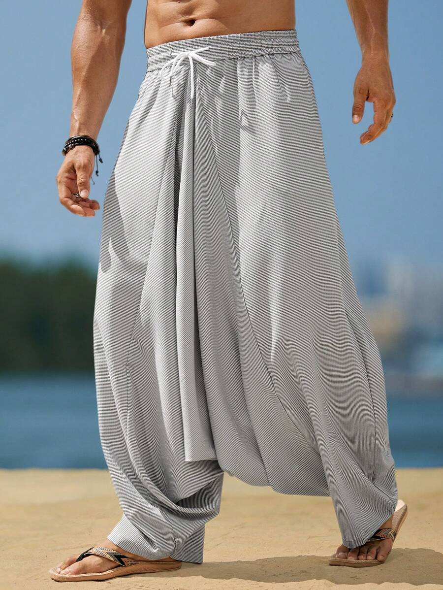 Manfinity RSRT Pantaloni casual da uomo, tinta unita, con vita regolabile con laccetto e cavallo basso