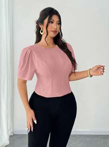 Elenzga Camisa de manga corta elegante minimalista y sexy con lazo en talla grande
