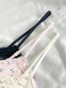 3 件套碎花吊带背心，适合少女，V 领蕾丝边可调节肩带吊带分层上衣，百搭夏季服装返校时尚