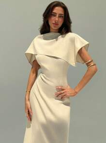 Aloruh Women's Elegant Solid Color Empire Waist Dress