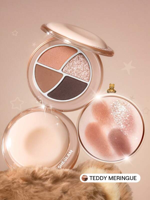 SHEGLAM Daydreamer Mini Palette-Teddy Meringue Graduation Birthday Holiday Summer Fall Autumn Y2K Fancy Fashion Women Brand Makeup Cosmetic Beauty Party Beach Travel Camping Outdoors School Campus Trip Festivals Decor Gift Present Rose Girl Cosplay Best Color Charm Vibe
