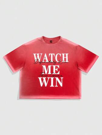 Street Life Herren Vintage verwaschenes Tinte Muster Loose Fit Kurzarm T-Shirt, Crop Silhouette