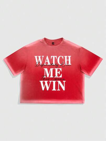 Street Life تي شيرت بأكمام قصيرة بقصة ضيقة بطبعة حبر مشوهة عتيقة بناسب الرجال