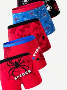 Paquete de 5 boxers cómodos de algodón con estampado para niños pequeños