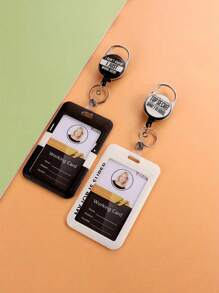 1Set ID Card Cover, Easy Pull Buckle, Badge Holder, Medical Care, Office ID Card Cover, ID Card Cover, Retractable Access Card Cover, Keychain - Multicolor - View 5