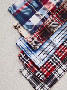 5pcs Boys Plaid Casual Pants Set, Suitable For Tween Boys Loungewear Or Indoor Casual Wear, Simple Design Easy To Match, Suitable For All Seasons, Stretchy And Breathable Knit Fabric, Machine Washable, Comfortable Fit And Easy Care (5pcs Sold Separately) - Multicolor - View 5