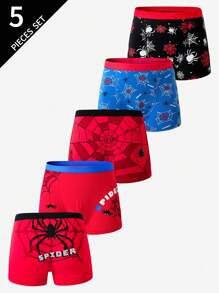 Paquete de 5 boxers cómodos de algodón con estampado para niños pequeños