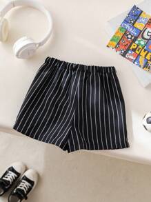 Baby Boy & Girl Elastic Waist Colorful Striped Decorative Tags Casual Shorts