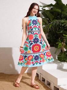 少女无领无袖撞色印花休闲夏装 - 彩色 - 查看 5