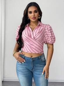 SHEIN Unity Women's Sexy Bowknot Vacation Going Out Tops - Pink - View 2