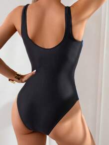 SHEIN Swim Đồ bơi một mảnh hở lưng in hoa cỡ lớn gợi cảm cho nữ, mùa hè - Nhiều màu - Xem 2