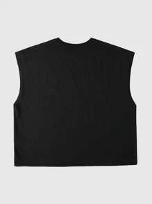 ROMWE MEN Street Life Áo ba lỗ dáng rộng đính kim cương lấp lánh cho nam - màu đen - Xem 6