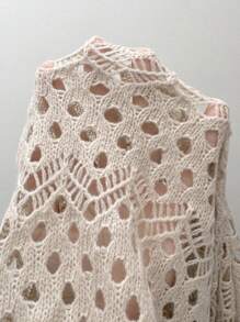 Chiquease Hollow-Out Long Sleeve Knit Cardigan, Spring/Autumn Fall Cloth For Women - Khaki - View 4