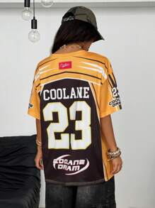 Coolane Camiseta de jersey con cuello en V, gráficos, de malla transpirable para mujer, adecuada para usar en la calle, salidas y actividades deportivas en verano
