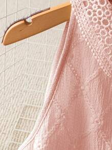 Regalyn Plus Size Summer Casual Lace Patchwork Front Button Sleeveless Shirt