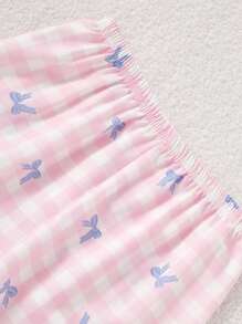 Bộ đồ ngủ 2 món cho bé gái tuổi mới lớn - Quần dài in họa tiết bướm & kẻ caro dễ thương & áo len cardigan Bộ đồ ngủ thoải mái - Nhiều màu - Xem 7