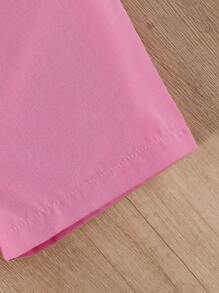 SHEIN Bộ đồ không tay in họa tiết động vật dễ thương dễ thương cho bé gái kết hợp với quần short màu hồng cho mùa hè - Hồng - Xem 8