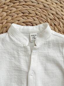 Pelele con manga corta y cuello alto con diseño de dibujos animados lindo para bebé niño, adecuado para primavera y verano