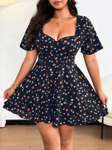 SHEIN Clasi Bộ đồ liền thân hở lưng gợi cảm viền ren cỡ lớn, trang phục đi biển và đi nghỉ cho phụ nữ - Màu xanh hải quân - Xem 2