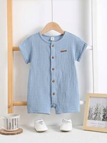 Conjunto veraniego de pelele y pantalón corto de color liso y estilo informal para bebé recién nacido niño