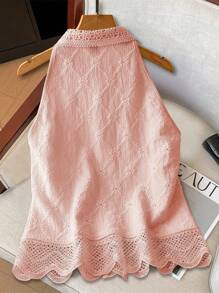 Regalyn Plus Size Summer Casual Lace Patchwork Front Button Sleeveless Shirt