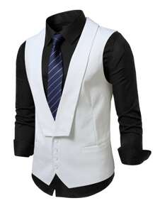 Manfinity Bizformal Gilet décontracté de couleur unie à simple boutonnage pour hommes