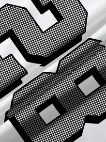 Manfinity Dauomo Maglietta casual da uomo in stile americano, con senso di strada semplice e retrò, decorata con pois, numeri e lettere, in stile sportivo e universitario - Multicolore - Visualizzare 5