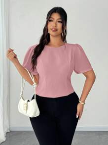 Elenzga Camisa de manga corta elegante minimalista y sexy con lazo en talla grande