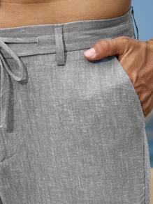 Manfinity RSRT Men's Plain Colored Tapered Casual Pants For Vacation Beach Wear For Men - Dark Grey - View 5