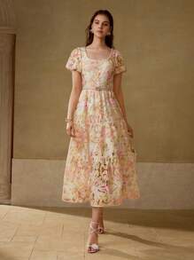 MOTF PREMIUM 仿珍珠饰边荷叶边连衣裙