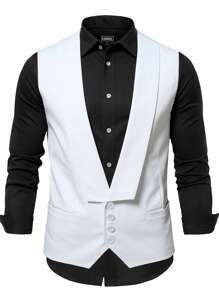 Manfinity Bizformal Gilet décontracté de couleur unie à simple boutonnage pour hommes