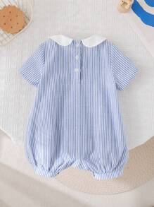 Baby Boy Cartoon Car Pattern Collared Short Sleeve Romper & Shorts Set