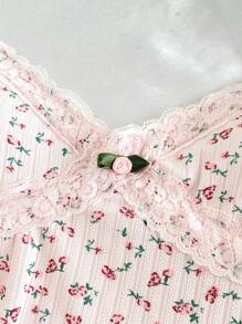 3 件套碎花吊带背心，适合少女，V 领蕾丝边可调节肩带吊带分层上衣，百搭夏季服装返校时尚