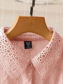 Regalyn Plus Size Summer Casual Lace Patchwork Front Button Sleeveless Shirt