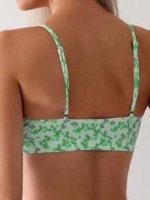 Swim Mod Random Print Floral Bikini Swimsuit, Summer Beach - Green - View 3