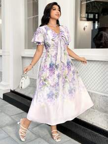 Modelyn Plus Size Short Sleeve Summer Dress, Fashion - Multicolor - View 5