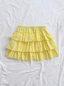 Soleia Casual Solid Color Ruffle Hem Mini Skirt For Holiday Tiered Ruffle Skirt Summer Skirt Ruffle Skirts Frilly Skirt Yellow Ruffle Skirt