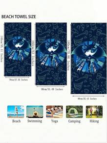 BATMAN X SHEIN Handuk Mandi & Pantai Cepat Kering - Alas Handuk Tahan Pasir Motif Kartun untuk Berenang, Pesta Kolam Renang, Liburan - Set Handuk Mandi Musim Panas Unisex, Hadiah untuk Pasangan - Biru - View 5