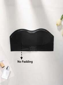 SHEIN Seamless Bandeau Bra With Mesh Panels And Front Closure - Black - View 6