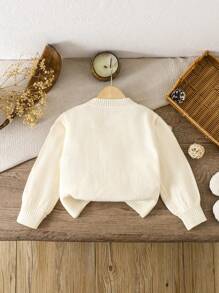 LMoss Kids Gestrickter Kardigan mit 3D-Blumen für Kleine Mädchen, Lässig leook