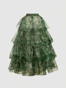 SHEIN MOD Vintage Oil Painting All Over Floral Floral Print Gorgeous 2in1 Dress With Detachable Multiple Skirts - Palace Style,Birthday Dress,Cruise Dress,Stacked Dress, Floral Dress, Green Dress,Beach Vacation Wear,Summer Dresses,Tea Party Dress,Vacation Outfits Woman,Flowy Dress,Party Dress,Bohemian Clothes,Halloween - Multicolor - View 8