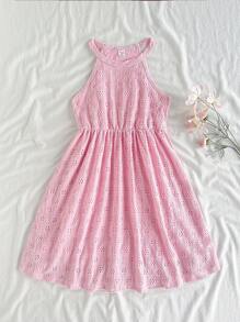 SHEIN Vestido de camisola de alta qualidade com alças finas e alças finas, moda verão para meninas, adequado para férias na praia, encontros ao ar livre, compras e outras roupas do dia a dia - Rosa - Ver 1