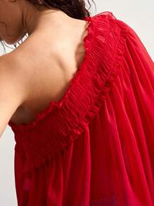 Bohemela 女式波西米亚风独立日纯色编织红色无袖上衣，带 3D 花卉装饰，秋季