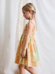 Maija Kids Maija Kids Young Girls' Ditsy Floral Spaghetti Strap Casual Holiday Dress - Multicolor - View 4